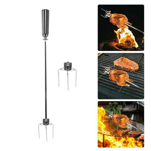 HEALEEP 1 Ensemble de Fourchettes à Dinde Rotatives pour Ustensiles de Service en Acier Inoxydable Argenté