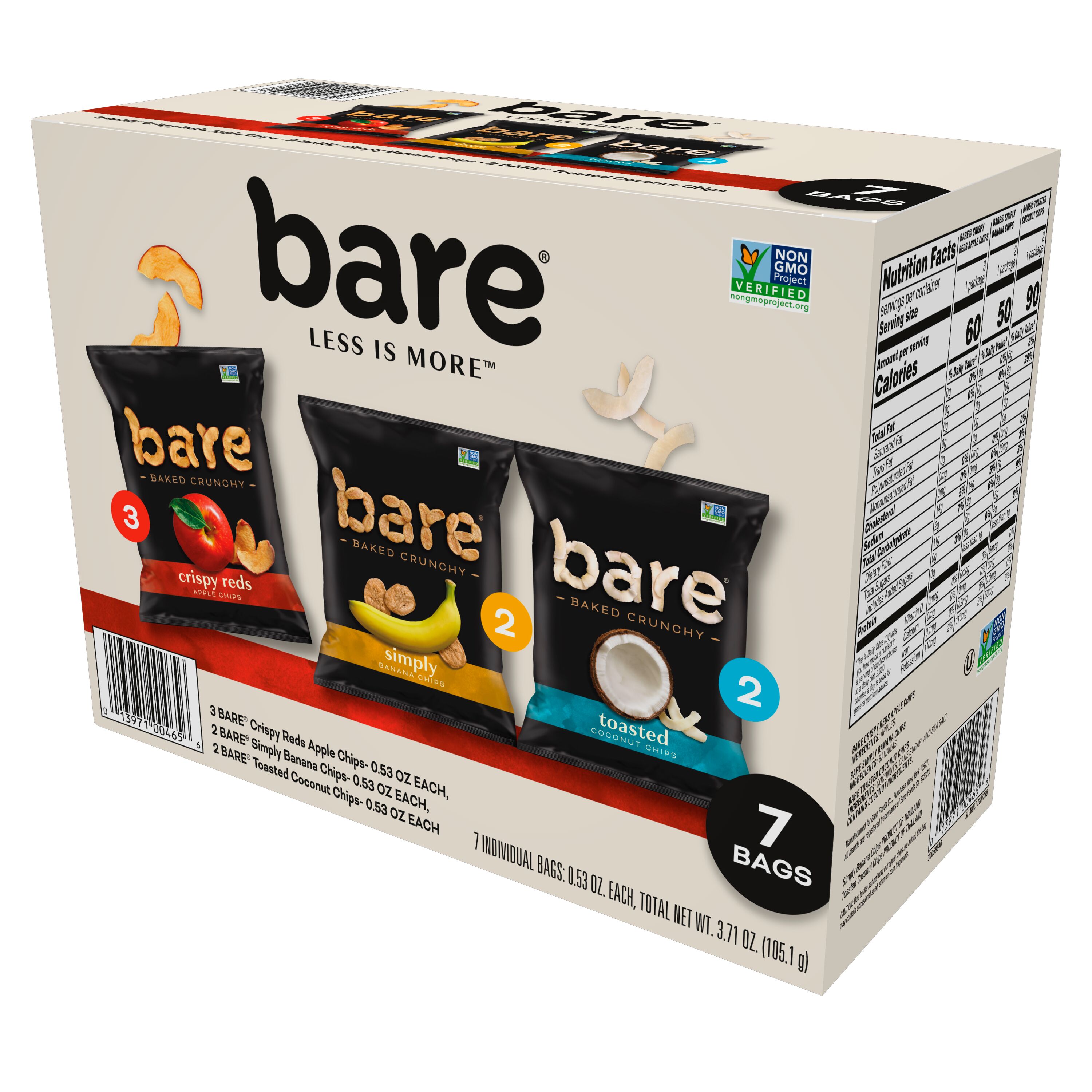 Bare, Baked Crunchy Fruit Chips Snack Pack, 0.53 oz Bags, 7 Count - image 3 of 12