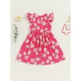 thumbnail image 5 of vera natura Little Girl Summer A-Line Dress Floral Print Flying Sleeve Round Neck Casual Dress, 5 of 8