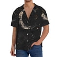 thumbnail image 7 of Lsque Abstract Starry Sky Moon print Men's Cuban Collar Short Sleeve Shirt Summer Beachwear Casual Button Down Fashionable Vacation Leisure Shirt-X-Large, 7 of 7