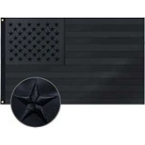 USA Blackout 2.5'x4' Embroidered Flag ROUGH TEX® 600D Oxford Nylon