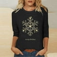 thumbnail image 2 of Womens Christmas Shirts 3/4 Sleeve Rhinestones Wine Glass Printed Xmas Holiday Tops Loose Casual Festive Tees (S, Black #A), 2 of 6