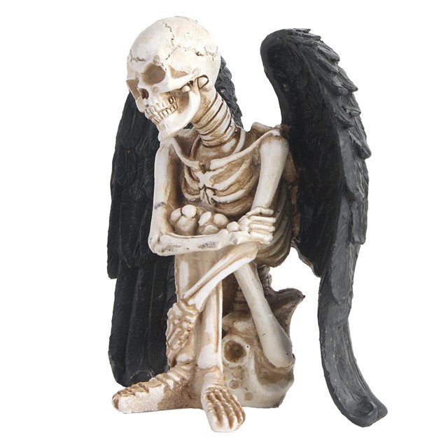 Chic Resina Artesanía Cráneo Estatuas Esculturas Esquina Ala Esculturas Cráneo Ornamento Artesanía Coleccionables Regalos para el Los 9.55x14x15cm BLESIY Figuras de estatua de calavera de resina