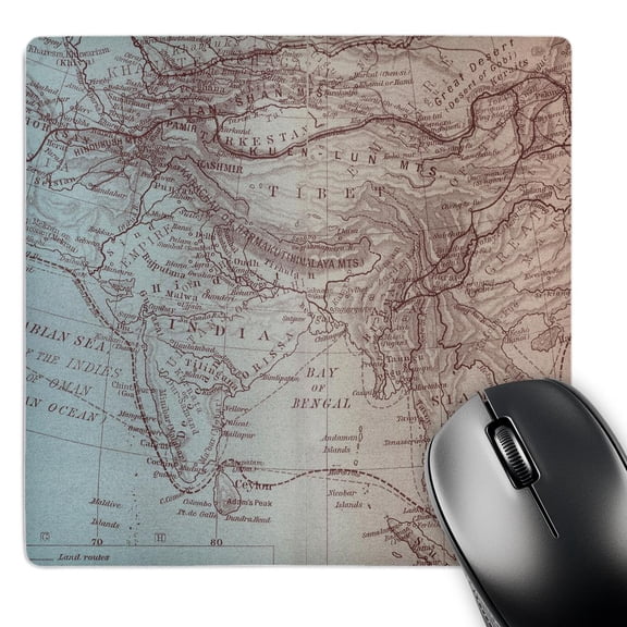 3dRose, Vintage Map of India and Tibet in blue and beige, MousePad