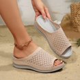 thumbnail image 4 of CYMMPU Women's Mesh Knit Open Toe Slide Sandals, Slip On Breathable Wedge Platform Slippers, Summer Daily Walking Shoes Khaki 43, 4 of 9