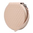thumbnail image 5 of ELezay CD Case PU Leather Diamond Design DVD Storage Round 20/32 Disc Capacity Portable CD Holder with Hand Strap for Car Travel Home Beige, 5 of 5