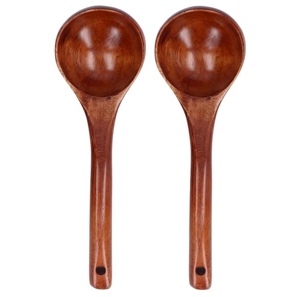 Wooden Spoon, Camphor Wood Long Handle Soup Ladle Set Kit for Cooking, Stirring, and Scooping, Dishwasher Safe, Wall Hanging, Smooth , Easy to Use