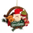 thumbnail image 3 of Corona navideña grande de ratán de madera maciza para puerta, colgante, bonito elemento navideño para muñeca., 3 of 8