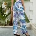 thumbnail image 3 of Wide Leg Pants Woman, Icy Blue Snowflakes High Waist Knot Palazzo Pants for Women, Elastic Sweatpants Yoga Lounge Pants Trousers with Pockets Fall Pants for Women 2024, 3 of 6