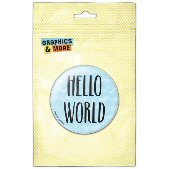 Hello World Blue Scribbles Refrigerator Button Magnet