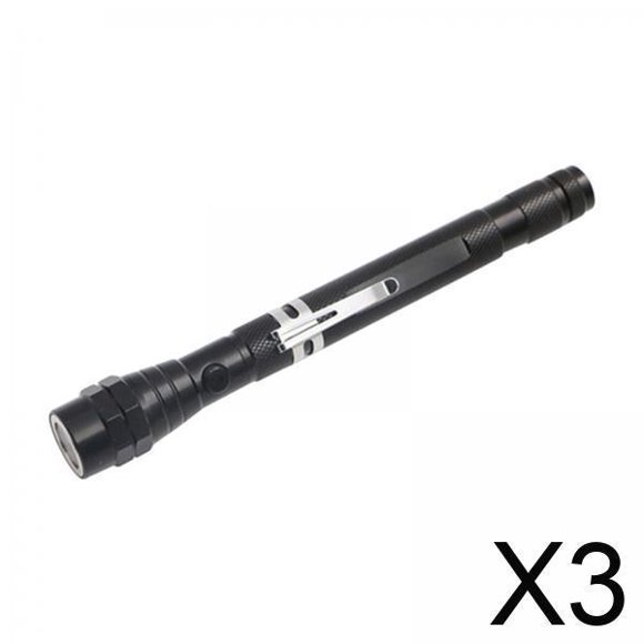 Colaxi 3xTelescopic Flexible Pick Up Tool LED Flash Light Extendable Black