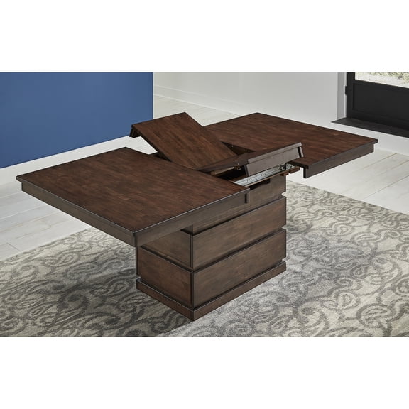 A-America Chesney Solid Wood Extendable Storage Dining Table in Falcon Brown