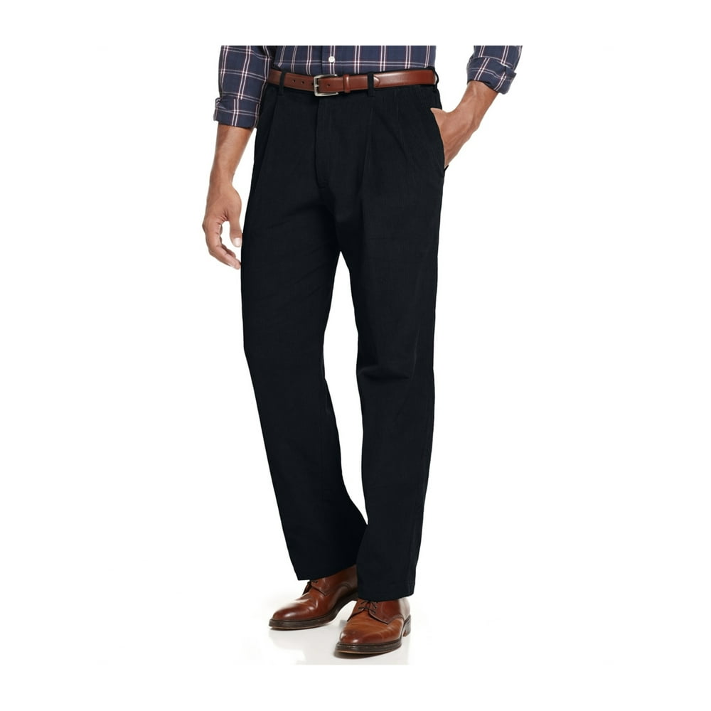 Haggar Mens 8 Wale Casual Corduroy Pants black 38x32
