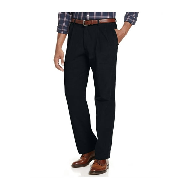 Haggar Mens 8 Wale Casual Corduroy Pants black 38x32
