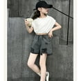 thumbnail image 3 of GiLiling Girls Distressed Denim Shorts, Elastic Waist Ripped Frayed Hem Sparkle Summer Jean Shorts for Kids Teens (Black, 5-6 Years), 3 of 8