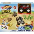 thumbnail image 6 of Hot Wheels Monster Trucks Launch & Bash Playset, 1:64 Scale Bone Shaker & 4 Crushable Cars, 6 of 7