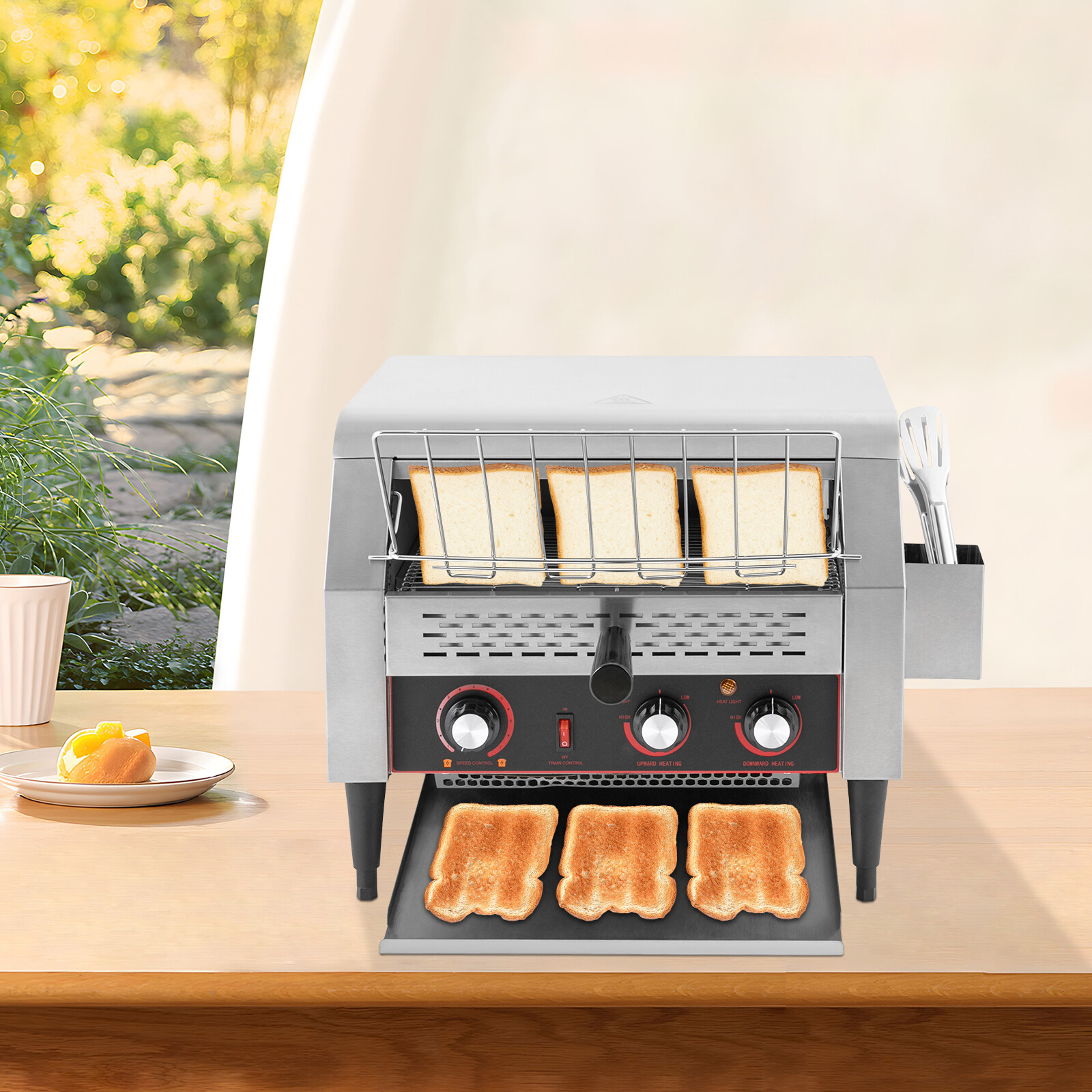 Silver Tabletop Electric Commercial Restaurant Industrial Conveyor Toaster 450 Slice/Hour 7Speed