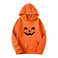 thumbnail image 2 of Halloween Womens Hoodies Spooky Devil Expression Printed Hooded Sweatshirts Casual Loose Fleece Jacket 2025 Fall Halloween Costume Long Sleeve Sweaters Pullover with Pocket, 2 of 4