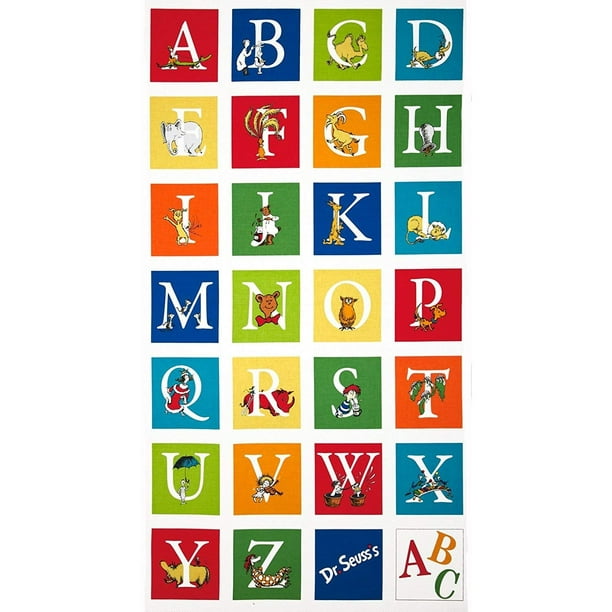Dr Seuss Abc 24 Panel Adventure Fabric This Fabric Is Sold By The Panel And Cut To Order By Robert Kaufman Walmart Com