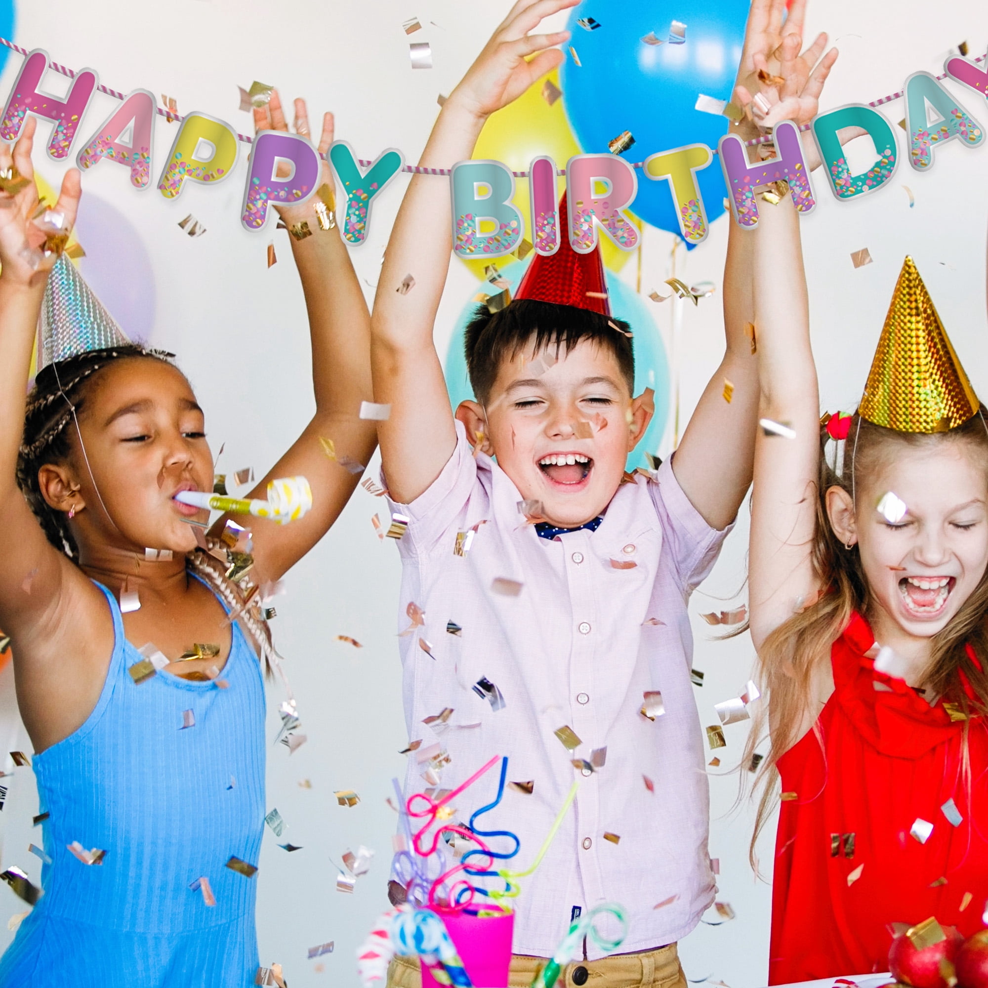 Way To Celebrate! Multicolor Birthday Confetti Banner