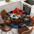 thumbnail image 2 of Sports Table Cloth, Round Fitted Tablecloths with Elastic Edge, Football Basketball Baseball Ball Games Wipeable Waterproof Table Cover for Kitchen Wedding 55-60 Inches, 2 of 4