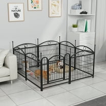 Izzovium 24 Inch 8-Panel Heavy Duty Metal Dog Playpen, Foldable Pet Exercise Pen with Door for Indoor/Outdoor Use, Black