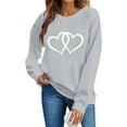 thumbnail image 5 of Valentine's Day Sweatshirt for Women Gray Oversized Heart Graphic Comfy Soft Fleece Crewneck Top Gift for Her,Size M, 5 of 6