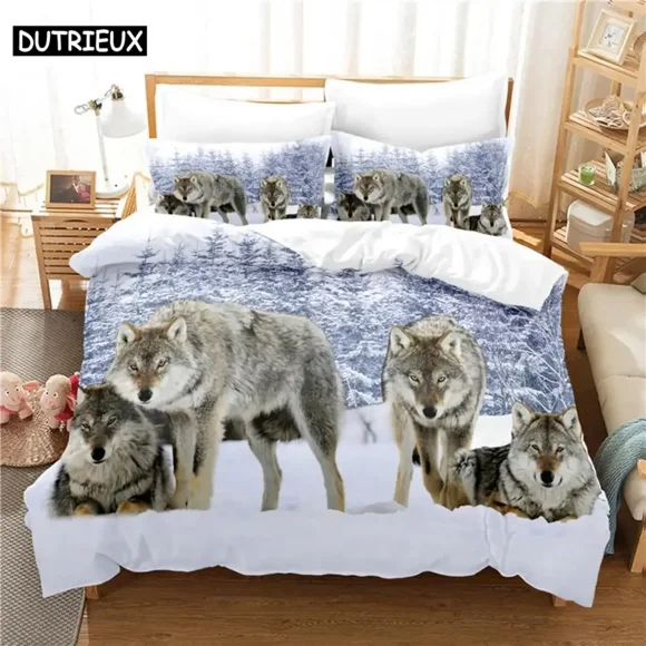 Bed Sheets Snow Wolf Bedding Set Duvet Cover Set Bedding Digital Printing Bed Linen Size Bedding Set Fashion Design Bed Sheets