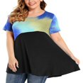thumbnail image 1 of Women‘s Summer Gradient Short Sleeve Shirts Leopard Floral Plus Size Blouse Loose Casual Tops, 1 of 2