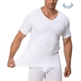 thumbnail image 3 of Comfneat Men's 3-Pack Undershirts Stretchy Cotton Spandex V-Neck T-Shirts (White 3-Pack, L), 3 of 6