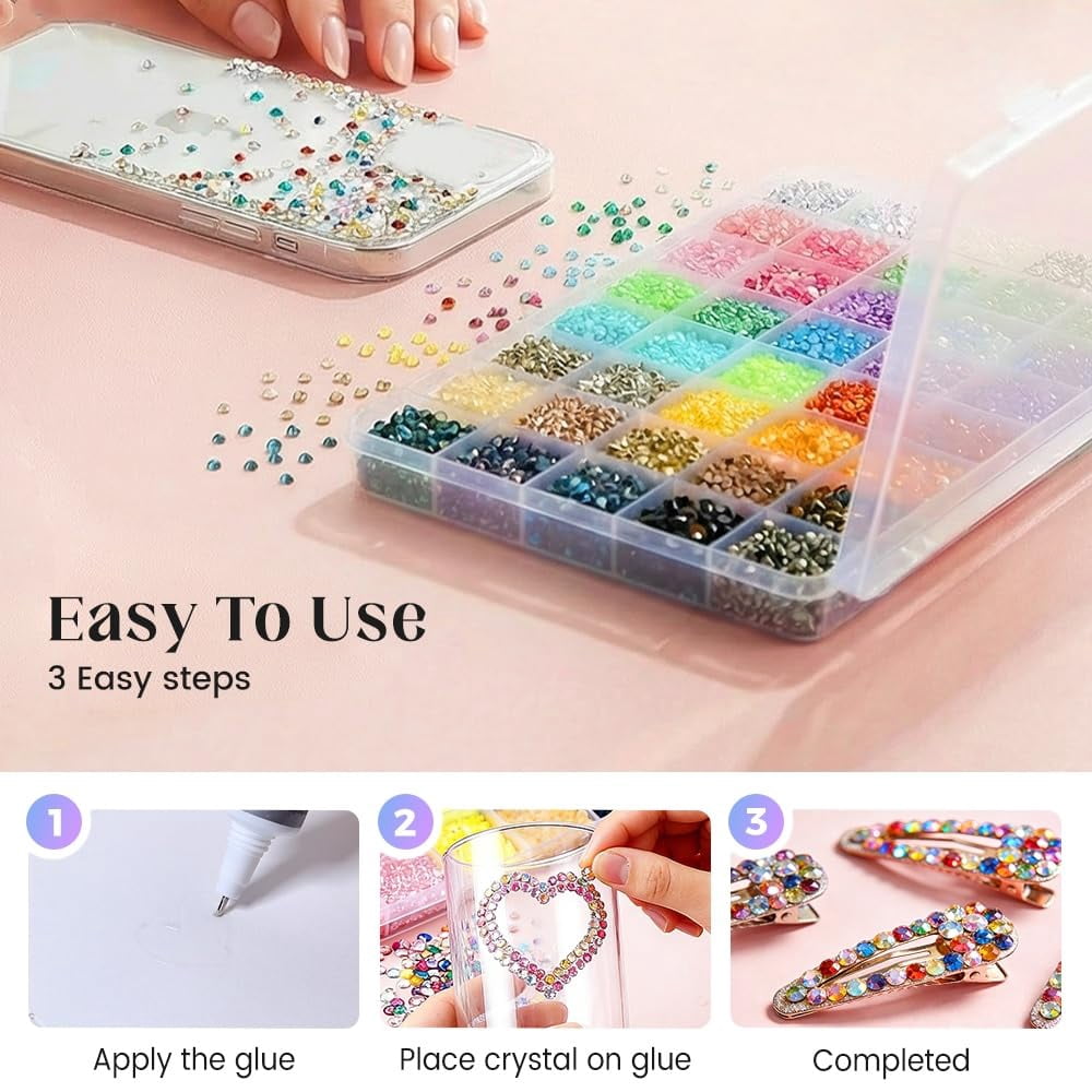 Resin Jelly Rhinestones for Bedazzling, Multicolor 3mm Flatback Rainbow Gems 3mm Rainbow Colorful Jelly Rhinestones Gems Bedazzling Bedazzed Kit, Multi Colored Gemstones Flatback Bedazzler（28，30000）