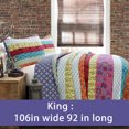 thumbnail image 2 of Cotton Boho Striped Cottage Reversible Quilt Bedding Set, Coverlet Bedspread, Comforter Set for Guest Room, Bedroom, Home, Apartment, Dorm, Hotel, RV, Cottage, Vibrant Stripe, King-3 Piece, 2 of 5