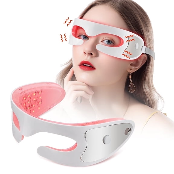 Red Light Eye Massager with Vibration – Red Light Eye Mask Device with 3 Modes, 3min Auto Off, 36pcs Led Lights, Adjustable Strap for Eye Fatigue, Fine Lines & Puffiness