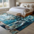 thumbnail image 5 of Blue Teal Spring Floral Large Area Rugs for Bedroom Living Room, Soft Non Slip Carpet Bedside Rug, Modern Botanical Oil Painting Art Rectangular Floor Cover Kitchen Accent Rug 5'x8' for Office, 5 of 9