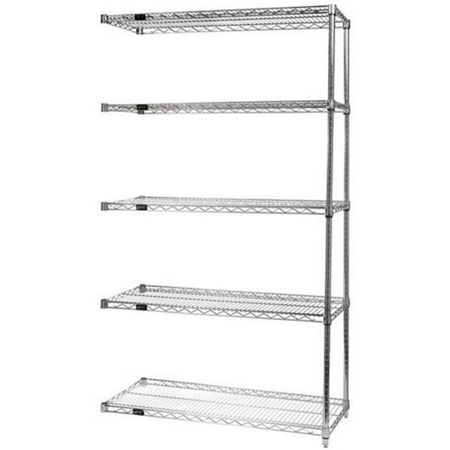 5-Shelf Chrome Wire Shelving Add-On Unit - 18 x 54 x 54 in.