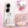 thumbnail image 2 of Funda de teléfono magnética P50 con dibujos animados de gato, MakingUp, soporte de espejo, para Huawei P50, P60, P40, P30 Pro Lite, 5G, Funda trasera chapada zhangmengya LED, 2 of 2
