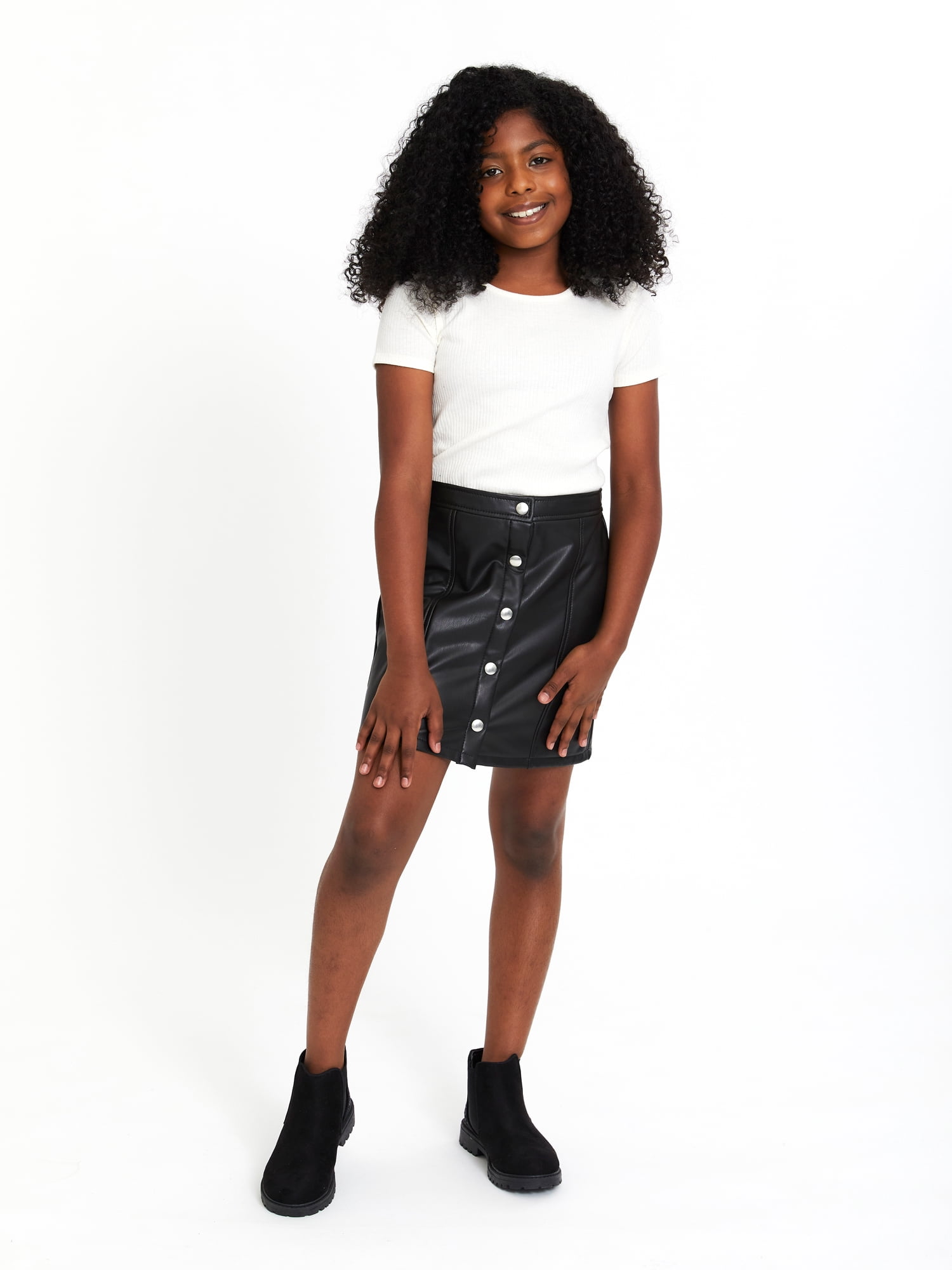 Wonder Nation Girls Faux Leather Skirt, Sizes 4-18 & Plus
