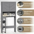 thumbnail image 4 of CRXX Farmhouse Storage Cabinet Over Toilet with Toilet Paper Holder Stand, Freestanding Bathroom Storage Organizer Cabinet, Grey，Without Open Shelves, 4 of 14