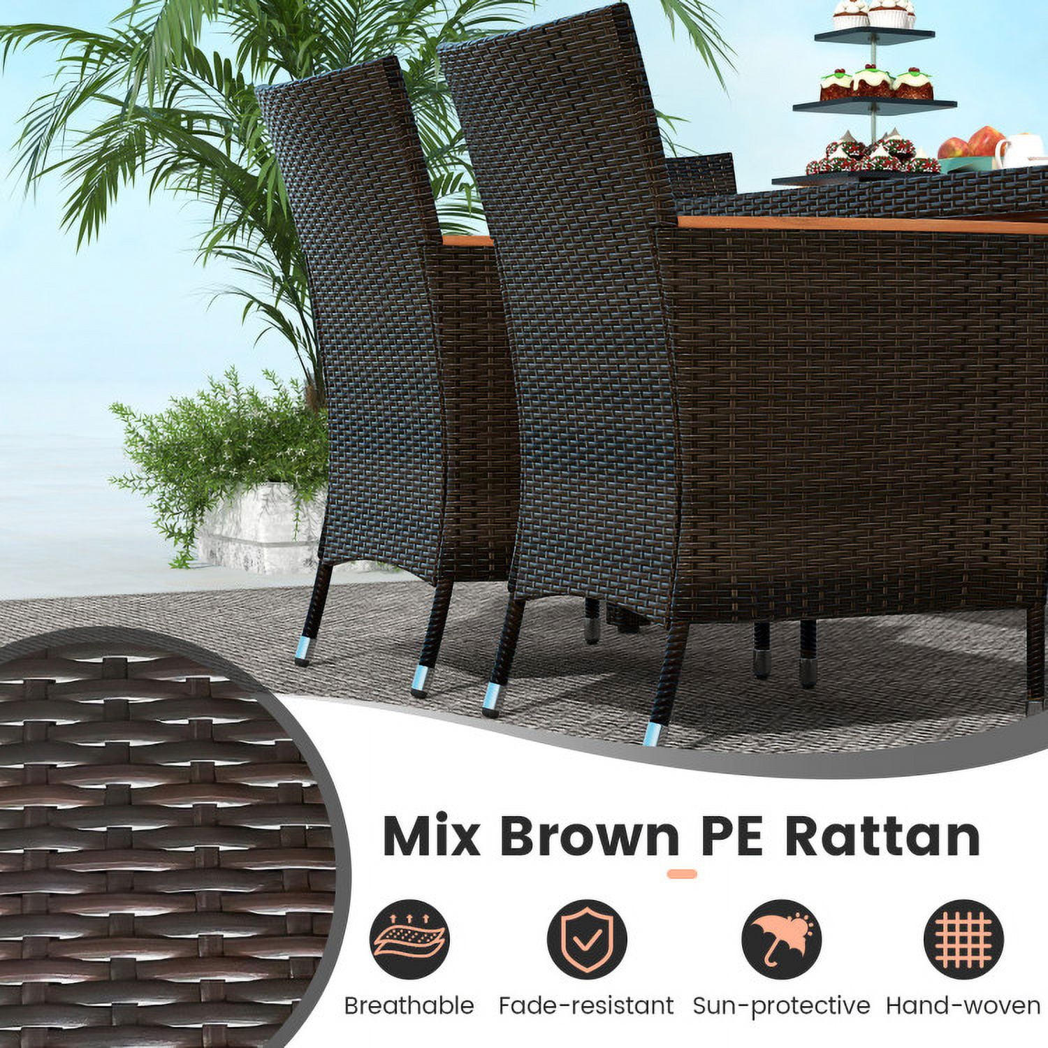 Aimee Lii 7 Pieces Garden Dining Patio Rattan Set with Cushions for Backyard, Outdoor Patio Furniture Aimee Lii 7 Pieces Garden Dining Patio Rattan Set with Cushions for Backyard, Outdoor Patio Furniture
