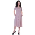 thumbnail image 1 of Moomaya Robe Chemise Longue Unie pour Femmes avec Boutons, Coupe Ample Décontractée, 1 of 6