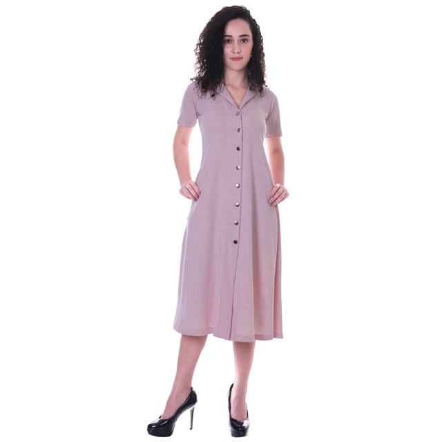 Moomaya Robe Chemise Longue Unie pour Femmes avec Boutons, Coupe Ample Décontractée