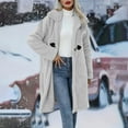 thumbnail image 2 of Lovskoo Winter Coats for Women Solid Fuzzy Fleece Coats Long Sleeve Lapel Pockets Fleece Long Jacket Casual Trendy Outerwear Gray, 2 of 9