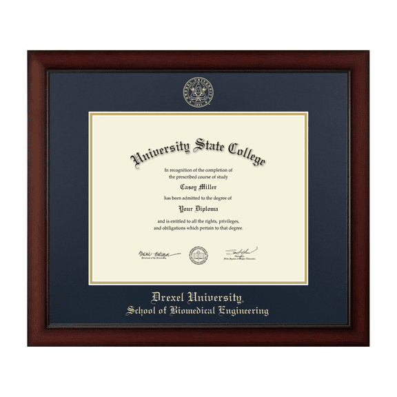 Framerly - Drexel Medical Diploma Frame with Navy and Gold Mat