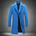 thumbnail image 3 of Men Woolen Coat Men's Woolen Coat Notch Lapel Long Sleeve Single Breasted Jacket Solid Color Windproof Business Casual Overcoat Men Coat, 3 of 5