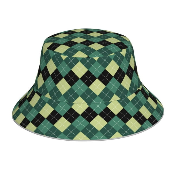 Balery Green Squares Sombreros para el sol para hombre y mujer, sombrero de pescador con UPF 50+