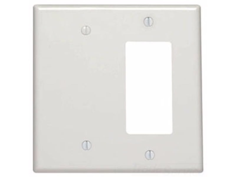 Thermoset Standard Size White Device Mount Leviton 80455-W 2-Gang 1-Duplex 1-Decora/GFCI Device Combination Wallplate 25-Pack 