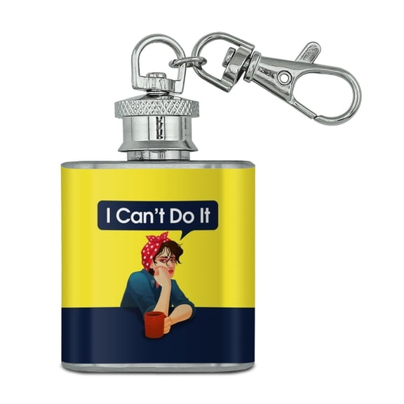 I Can't Do It Rosie The Riveter Vintage Retro Defeatist Stainless Steel 1oz Mini Flask Key Chain