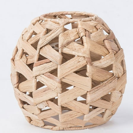 Milisten Boho Style Woven Lampshade Natural Hyacinth Light Fixture Cover Ceiling Light Pendant Lamp