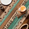 thumbnail image 5 of Country Stars Table Runner, Vintage Wood Grain Bless Our Home Farm Cotton Linen Kitchen Table Decoration Washable Dining Tabletop Runners for Home Party Decor 13x48 Inches, 5 of 9