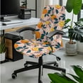 thumbnail image 3 of ZIATUBLES Orange Daisy Print Office Chair Cover Set of 5, Stretch Chair Cover with Armrest Slipcover, PU Leather Tissue Box Cover and Square Remote Caddy for Home Living Room, L, 3 of 7